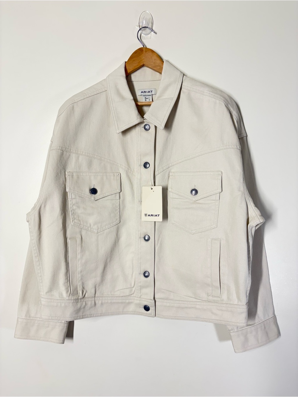 NWT Ariat Women’s Solar Cotton Twill Jacket Cream Western Snap Rodeo Jacket L
